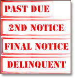 Bankruptcy can get you out of debt quickly. Image of rubber stampped notices Past Due, 2nd Notice, Final Notice, Deliquent.